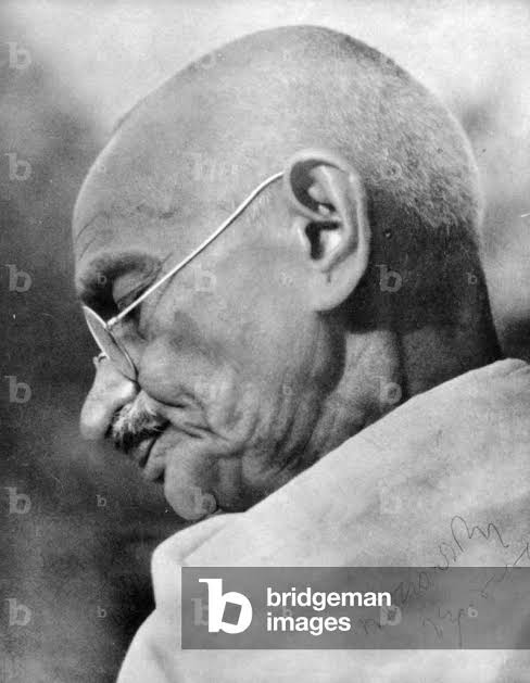 Image of Mahatma Gandhi during prayer at Mumbai, Maharashtra, 1944 (b/w photo) by Indian Photographer, (20th century)