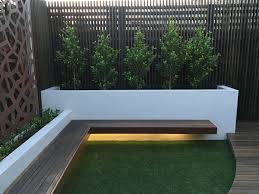 Modern Courtyard With Floating Bench Seat Lump Sculpture Screen Modern Bench Outdoor Outdoor Bench Seating Garden Bench Seating