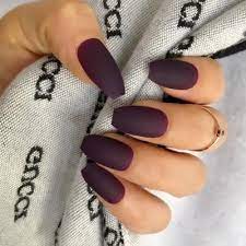 Wholesale Coffin Fake Nails Matte Wine Red Frosted Coffin Nails Matte Fake Nails Nail Length