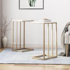 These C Shaped Tables Are The Perfect Companions To Any Living Space The C Shape Design Allows You To Comfo In 2020 Gold Side Table Living Room Noble House Side Table
