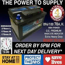 Your car's battery provides the necessary power to start your engine. New Genuine Oem Heavy Duty Car Battery Type 096 100 78ah 4 Year Guarantee 24hr Ebay