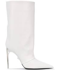 Black Boots With Clear Heel Versace Clear Heel Boots Farfetch In 2020 White Leather Boots Clear Heels Heeled Boots