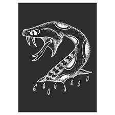 Sailor Jerry Snake Head A5 Traditional Tattoo Drawing Traditional Skull Traditional Tattoo Drawings Traditional Snake Head Tattoo