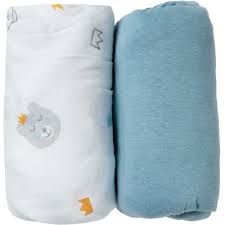 Pas besoin de repassage ! Lot De 2 Draps Housse Ours Bleu 60 X 120 Cm Babycalin