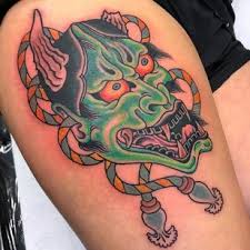 Japanese demon mask drawing at getdrawings com free for. Japanese Hannya Mask Tattoos Meaning Designs Tattoodo