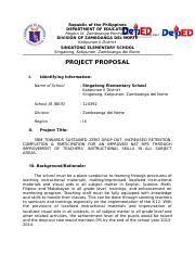 Maybe you would like to learn more about one of these? Sample Project Proposal Doc Republic Of The Philippines Department Of Education Region Ix Zamboanga Peninsula Division Of Zamboanga Del Norte Course Hero