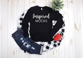 Download Bella Canvas 3501 Black Unisex T Shirt Mockup Shirt Mockup Christmas Mockup Winter Mockup St Long Sleeve Tees Colorful Shirts Long Sleeve
