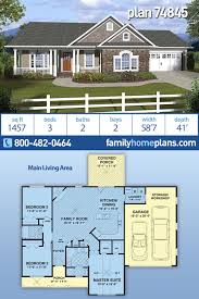 Traditional Style House Plan 74845 With 3 Bed 2 Bath 2 Car Garage Ranch House Plans New House Plans Ranch House Plan