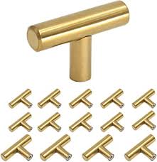 Black cupboard handles kitchen drawer pulls bathroom cabinet hardware for metal drawer handles. Homdiy Gold Cabinet Knobs 15 Pack Cabinet Hardware Knobs Polished Brass Hd201pb Single Hole T Knob With 2in Overall Length Drawer Pulls And Knobs Gold Amazon Com