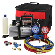 You would have to get line tap valves to install in the system. Xtremepowerus 1 4 Hp 3 Cfm Air Vacuum Pump Hvac A C Refrigerant Kit With Ac Manifold Gauge Set 71097 The Home Depot