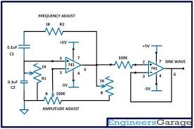 Circuit Diagram Of Variable Frequency Sine Wave Oscillator Circuit Design Circuit Electronic Circuit Projects