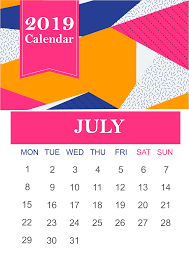 July 2019 Printable Wall Calendar Template Fondos