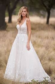 A Line Wedding Gown With Straps And Iridescent Beadwork Allure Bridal Allure Bridal Gowns Aline Wedding Dress