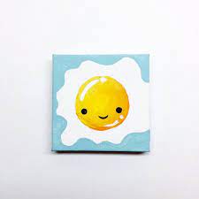 All you need are the right dotting tools, and you can get the most attractive mandala paint ready in very little time. Kawaii Art Kawaii Egg Painting Fridge Magnet Kawaii Decor Kawaii Food Cute Decor Cute Egg Simple Canvas Paintings Small Canvas Paintings Mini Canvas Art