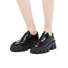 Shop designer items by prada online. Monolith Patent Leather Laced Shoes Derby Shoes Women Leather Shoe Laces Prada Shoes