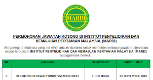 Institut penyelidikan dan kemajuan pertanian malaysia (mardi) sebelum ini telah memperkenalkan baka ayam kampung mardi yang lebih baik daripada ayam kampung asli dari segi pertumbuhan, kadar peneluran dan keseragaman warna bulu. Institut Penyelidikan Dan Kemajuan Pertanian Malaysia Mardi Jawatan Kosong Institut Penyelidikan Dan Kemajuan By Institut Penyelidikan Dan Kemajuan Pertanian Malaysia Benkbenk