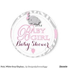 Create Your Own Sticker Zazzle Com Girl Shower Custom Stickers Grey Elephant