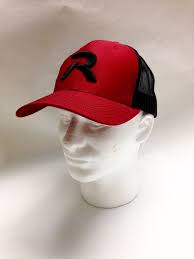 Richardson Red Black Baseball Trucker Cap Hat Adjustable Letter R Logo Richardson Baseballcap Trucker Cap Black And Red Caps Hats