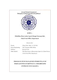 10 contoh laporan pkl prakerin smk berbagai jurusan doc. Pdf Efektifitas Reservation Agent Sebagai Seorang Sales Pada Front Office Department
