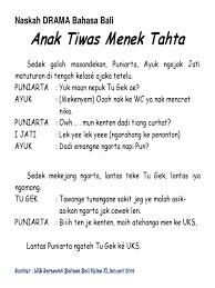 Terima kasih telah mengunjungi blog berbagai teks penting 2018. Naskah Drama Bahasa Bali