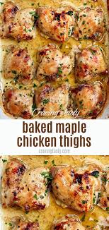 Oven Baked Boneless Skinless Chicken Thighs Seasoned With Maple Syrup Appl Chicken Thights Recipes Chicken Thigh Recipes Baked Boneless Chicken Thigh Recipes