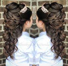 Half up half down hairstyles with hairpiece. Beautiful Half Up Half Down Quinceanera Hairstyle Quinceanera Hairstyles Half Up Half Down Quince Hairstyles Quinceanera Hairstyles Hair Styles