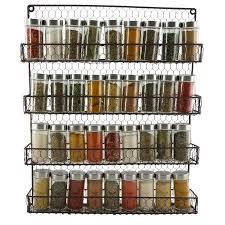 4 Tier Metal Spice Rack Wall Mount Kitchen Spices Organizer Pantry Cabinet Hanging Herbs Seasoning Jars Storage Closet Door Cupboard Mounted Holder Raw Rustic B Spice Organization Pantry Spice Organization Hanging Herbs