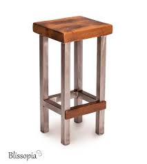Buy Hand Crafted Industrial Bar Stool Counter Stool Island Stool Reclaimed Wood And Steel Square Legs Made To Order From Blissopia Custommade Com