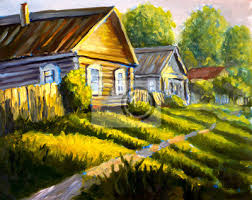 Pintura Al Oleo Original Casas Antiguas Rurales Paisaje Rural Pinturas Para La Pared Cuadros Greengrass Pintura Al Oleo Impresionismo Myloview Es