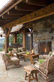 Exquisite Big Sky Mountain Retreat With Timeless Details Rustic House Rustic Patio Outdoor Living Space