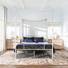 Enjoy free shipping on most stuff, even big stuff. Teraves 4 Post Metal Queen Canopy Bed Frame With Ball Design Slats Headboard And Footboard White