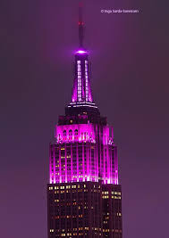 Empire Sate Building In Nyc In Purple My Second Fav Color Empire State Building Tower Light Purple Heart Day