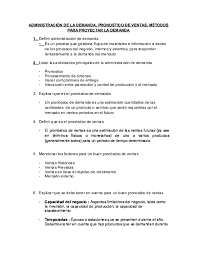 Uno de los pronósticos de ventas que debes tener en cuenta es aquel punto de equilibrio. Doc Administracion De La Demanda Preguntas Mayra Huanambal Academia Edu