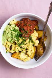 Vegan Breakfast Bowl With Scrambled Tofu And Crispy Potatoes Recipe Breakfast Bowls Mexican Breakfast Recipes Savory Vegan