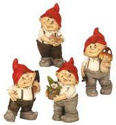 4 X Gnome Gartenzwerge Mit Roter Mutze Figuren Bis 22cm Figur Haus Garten Gartenzwerg Lustig Gartenzwerg Gnome