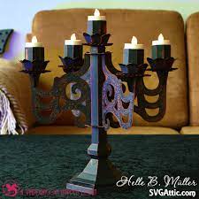 Download Candelabra 3d For Tealights From Jgw Witches Gather Kit From Svgattic Halloween Candelabra Candle Obra Halloween Decorations