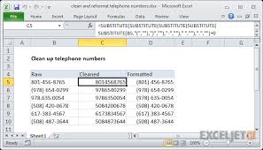 Excel Formula Clean And Reformat Telephone Numbers Exceljet