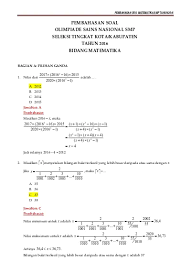 Ksn sd terdiri dari 2 bidang yang dilombakan, yaitu: Top Pdf Pembahasan Soal Osk Matematika Smp 2016 123dok Com