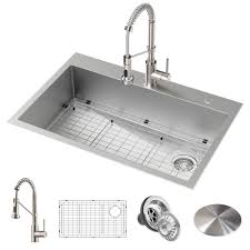 Check spelling or type a new query. Kraus Loften All In One Dual Mount Drop In Stainless Steel 33 In 2 Hole Single Bowl Kitchen Sink With Pull Down Faucet Buy Online At Best Price In Uae Amazon Ae