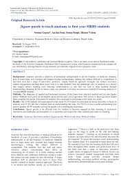 New daily puzzles each and every day! Pdf Jigsaw Puzzle To Teach Anatomy To First Year Mbbs Students