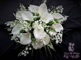 Many brides select white roses, but feel free to use your favorite color or blend several working with silks is similar to working with real flowers in that you'll still need to use floral tape and ribbon to secure your bundle. Dress My Wedding Lilies Of The Valley Calla Lily Artificial Flower Bouquet Real Touch Bridal Bouquet Rustic County Fake Artificial Flowers