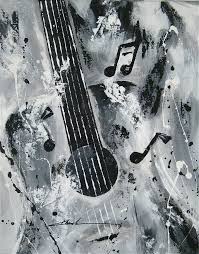 Black And White Music Artwork Original And Signed Art Abstract Painting Guitar Music Notes By Khanh Ha Abstract Music Painting Music Painting Canvas Art Music
