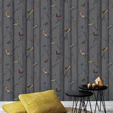 Colourful Birds And Butterflies Wallpaper Holden Epping Birds On Branches Wallpaper Dark Grey 12230 This Stunning Birds On Branches Wallpaper Fea Feature Wall Wallpaper Wallpaper Dark Grey Wallpaper