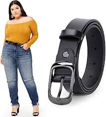 There's three proper ways you should measure yourself for the right belt. Werforu Women Black Leather Belt Plus Size Polished Buckle For Jeans Pants At Amazon Women S Clothing Store