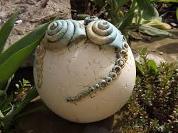 Garten Kugel Schnecke Schmuckkugel Handarbeit Ton Handgefertigte Keramik Tonskulpturen Schnecken