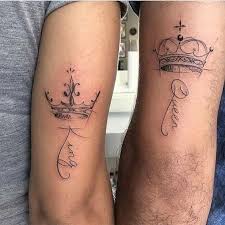 These king and queen finger tattoos squeeze a lot of detail into a small tattoo. Matching Couple Tattoos Ideas His Hers King And Queen Tattoo Diy Ideas