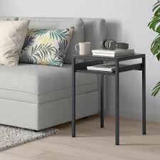 Vasagle nightstand, set of 2 side tables, end tables with adjustable mesh shelves, for living room, bedroom, industrial, stable steel frame, easy assembly, charcoal gray and black ulet024b04. Nyboda Dark Grey Concrete Effect Black Side Table W Reversible Table Top 40x40x60 Cm Ikea