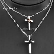 Couple Jewelry Necklace Dainty Cross Necklace Love Ring Christian Cross Neckla Boyfriend Girlfriend Necklaces Necklace For Girlfriend Christian Cross Necklace