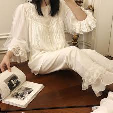 Soft Cotton Hand Made Embroidery Women S Pajamas Sets Autumn Vintage Sweet Female White Pyjamas Long Sleeve Sleepwear 2228 Pajama Sets Aliexpress