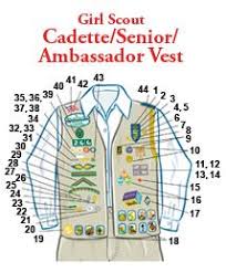 Insignia Placement Cadette Senior Ambassador Vest Girlscouts Girl Scouts Cadettes Girl Scout Badge Placement Girl Scout Badges